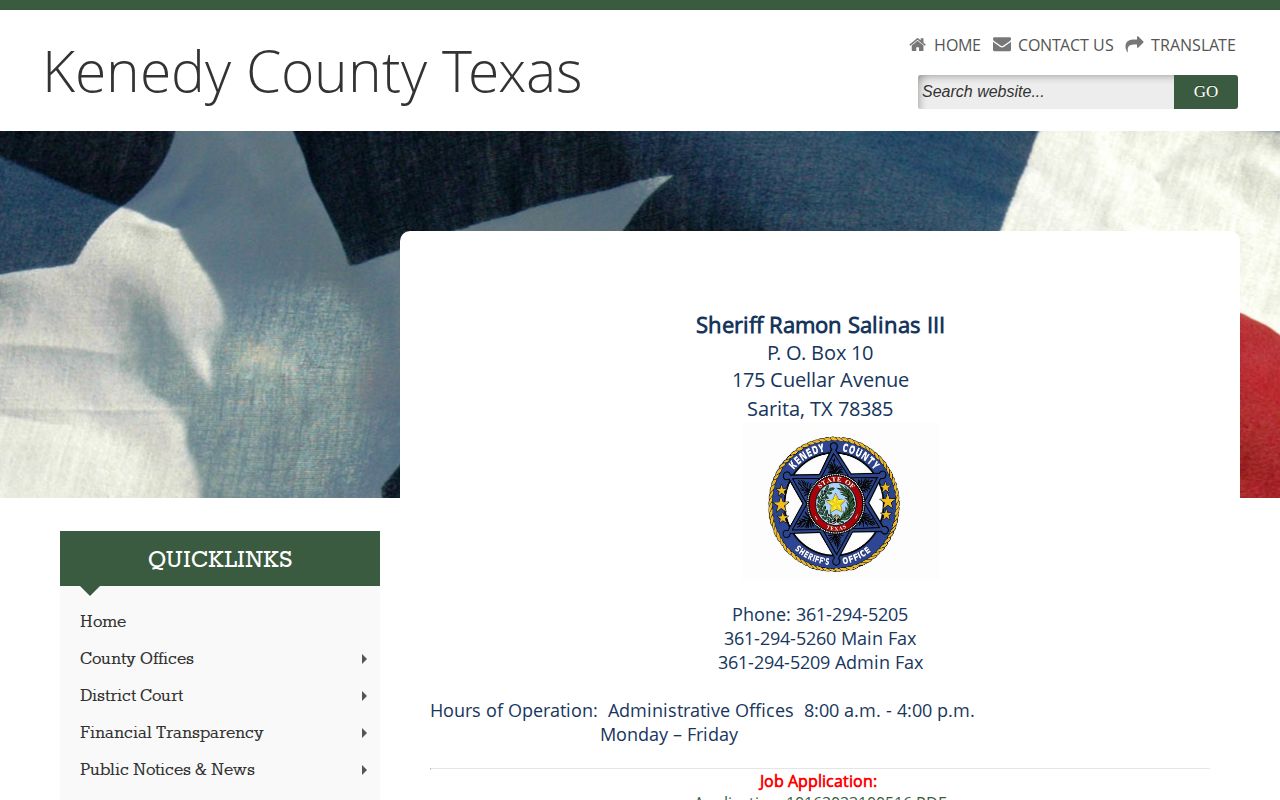 Kenedy County Sheriff custody referral for released inmate verification